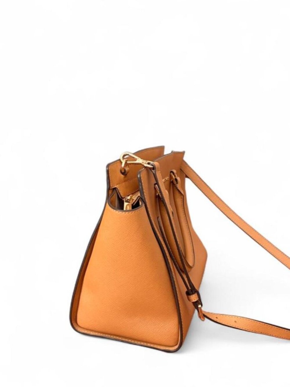 Michael Kors Selma Large Saffiano Leather Satchel Camel/Tan - Picture 3 of 6